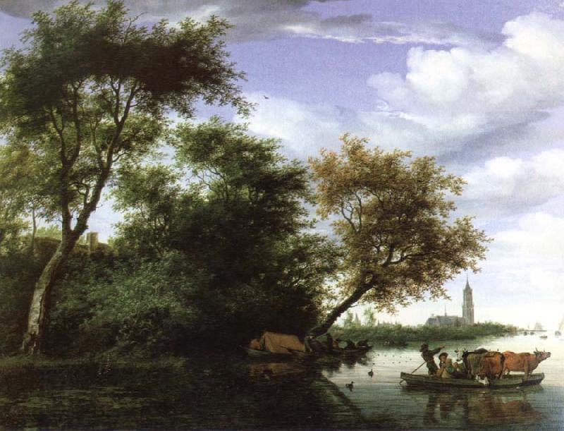 Salomon van Ruysdael wooded river landscape oil painting picture